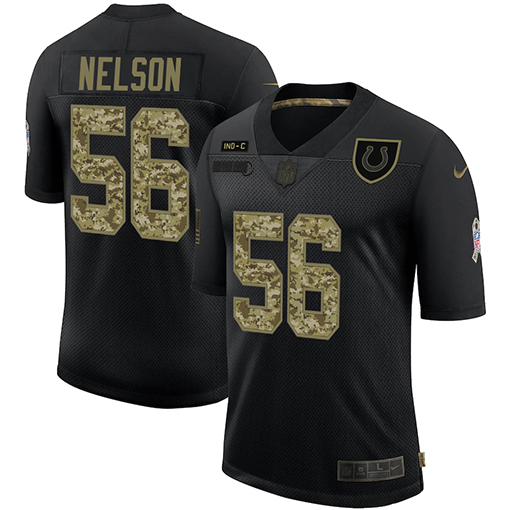 Men's Indianapolis Colts #56 Quenton Nelson 2020 Black Camo Salute To Service Limited Stitched Jersey